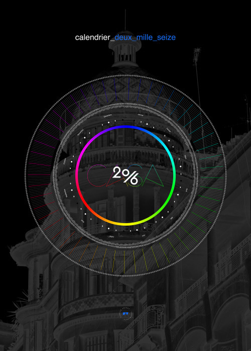 Dark 2016 calendar by Fabrice Vrigny http://fabricevrigny.com/calendrier-2016 #calendar #minimal #morocco #casablanca #circle #calendar
