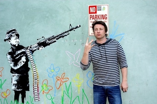 2 Troublemaking Brits in Westwood: Banksy & Jamie Oliver - LAist #jamie #banksy #oliver