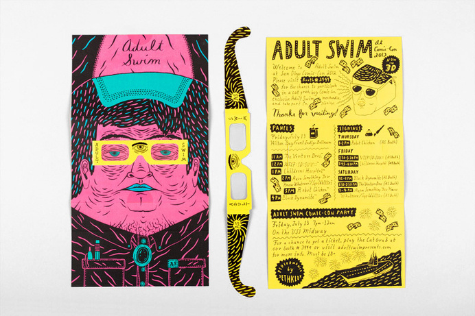 Joseph Veazey #glasses #doodle #card #adult #print #yellow #fuchsia #illustration #swim #3d