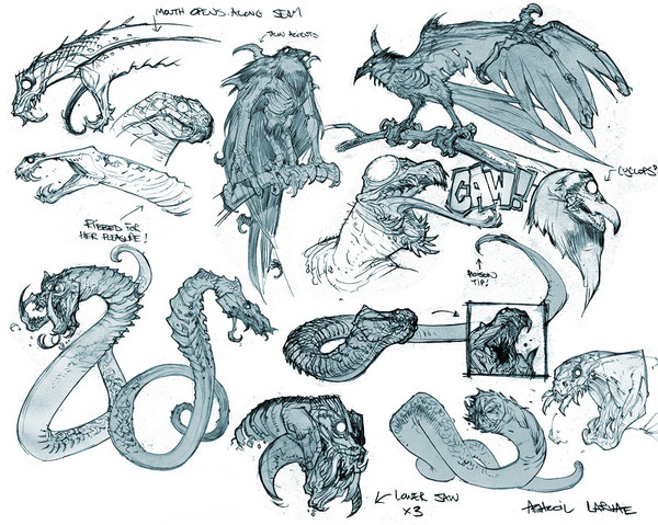 Darksiders Creatures #snakes #joe #sketches #mad #ravens