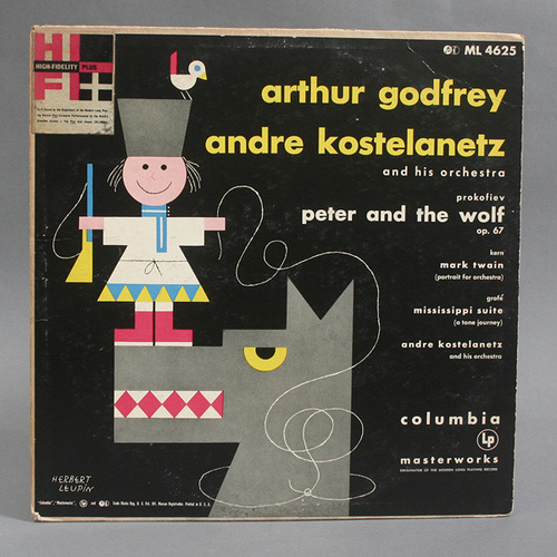 Peter & the Wolf Record Cover by Herbert Leupin #swiss #modern #design #graphic #geometric #bird #record #cover #illustration #leupin #mid #wolf #century #herbert