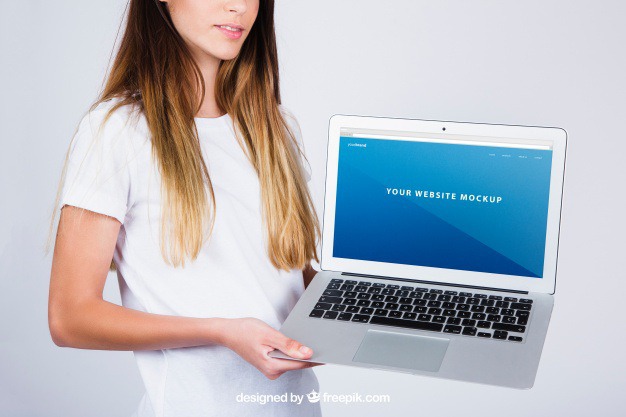 Mockup concept of woman with laptop Free Psd. See more inspiration related to Mockup, Business, Technology, Computer, Template, Woman, Girl, Laptop, Presentation, Mock up, Modern, App, Pc, Display, Business woman, Screen, Female, Young, Device, Up, Concept, Computer screen, Holding, Showcase, Stylish, Showroom, Mock, Presenting and Showing on Freepik.
