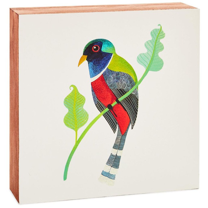 Geninne Zlatkis Multicolored Bird Square Wood Sign, 5.8"