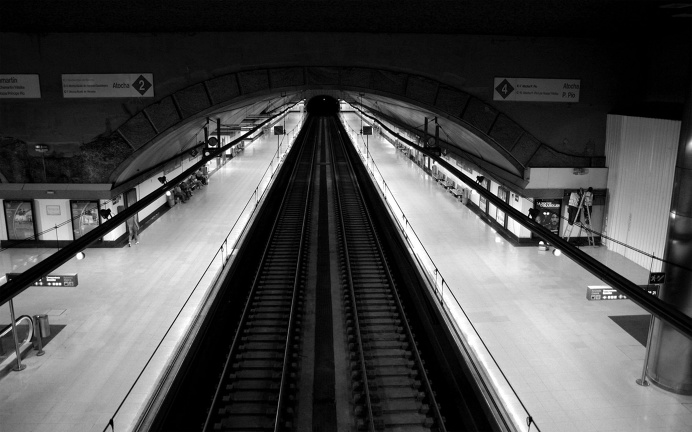 Black and White Metro Station