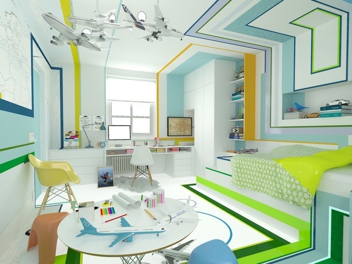 The Little Pilot - a room for a boy who loves airplanes - www.homeworlddesign. com (1) #kids #interior #design #room