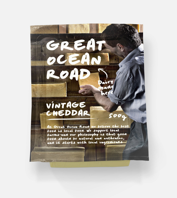 Great Ocean Road Dairy #ocean #warrnambool #dairy #cheese #packaging #cheddar #road #and #great #typography