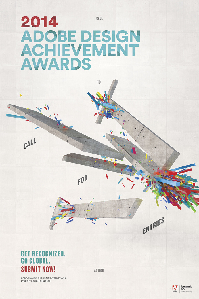 Adobe Design Achievement Awards 2014 #poster #graphicdesign #ADAA2014 #typography #3dtype #jeffhandesign