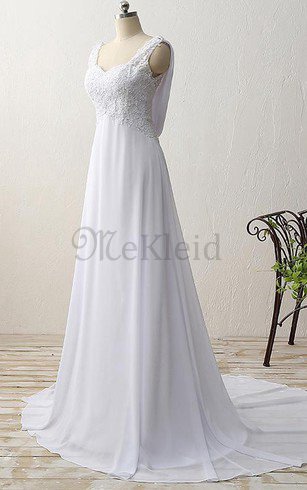 Ärmelloses Paillettenbesetztes Romantisches Brautkleid mit Offenen Rücken aus Chiffon