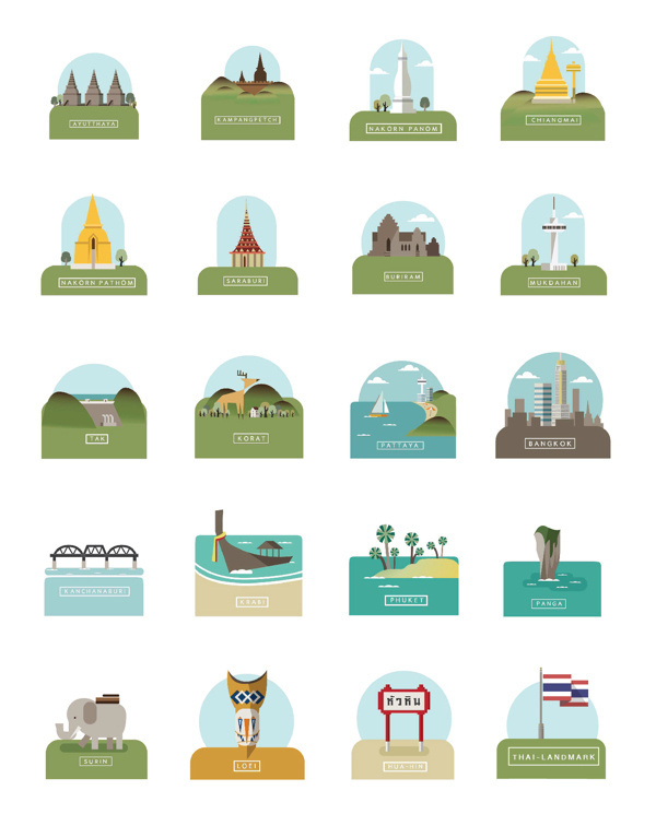 Iconic landmarks of Thailand #vector #city #design #icons #landmarks #thai #thailand #graphics