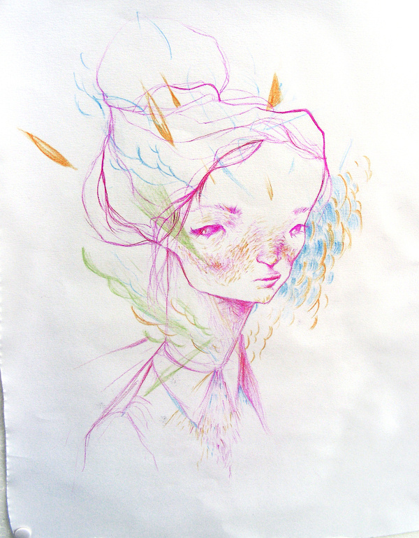 illustrations on Behance #pink #pencil #lady