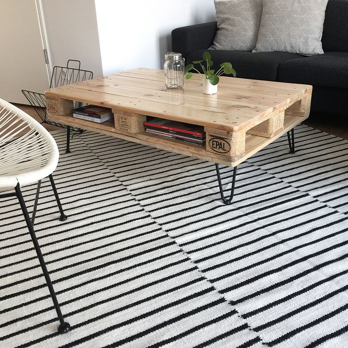 DIY Palettentisch mit Ablage auf Hairpin Tischbeinen #Paletten #europaletten #couchtisch #tisch #palettenmöbel #pallets #furniture #furnituredesign #diy #hairpin #interiordesign #keny @naturalgoodsberlin