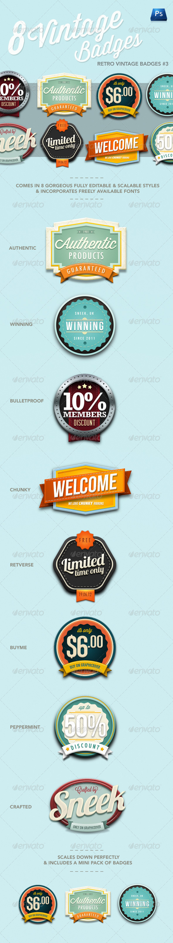Retro Vintage Badges #3 GraphicRiver Item for Sale