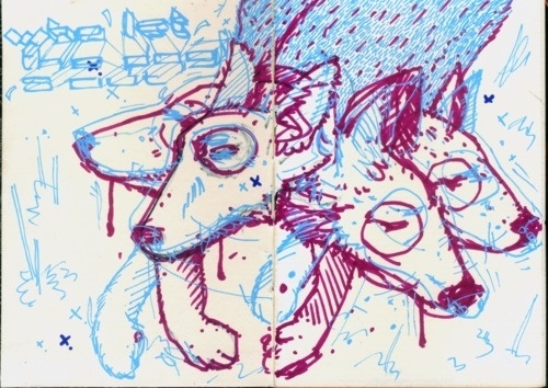 Tumblr #denne #cdr #sketchbook #ilustrao #violet #illustration #blue #dog