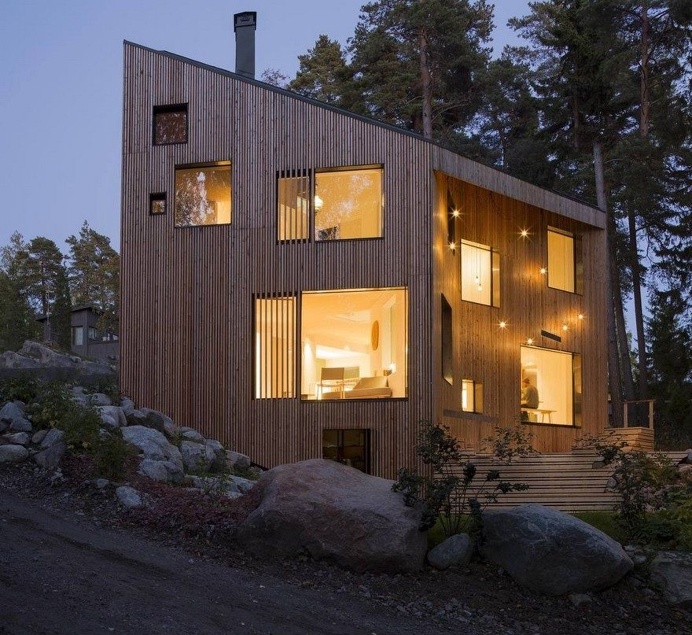 Angular House in a Forest Near Helsinki, Finland 12