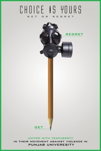 Get or Regret - Stand against violence on the Behance Network #poster #pakistan #education #teaser #anti violence #regret #symbolic