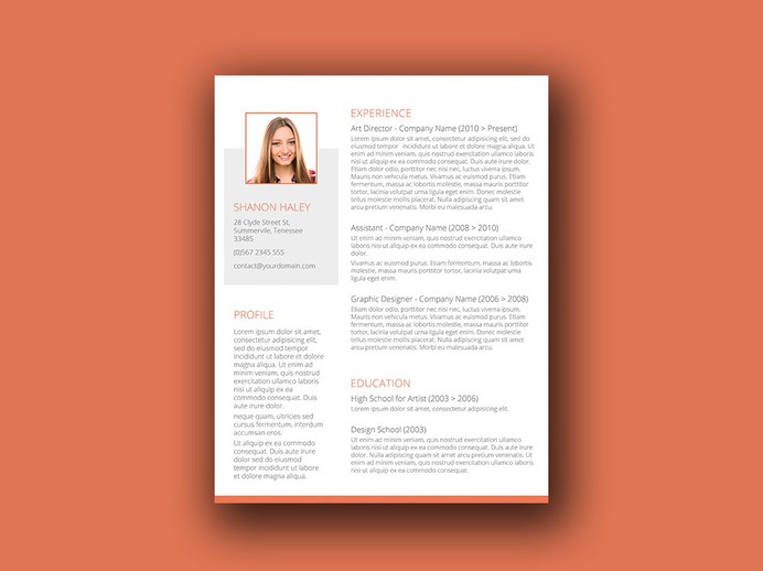 Free Orange Themed Resume Template