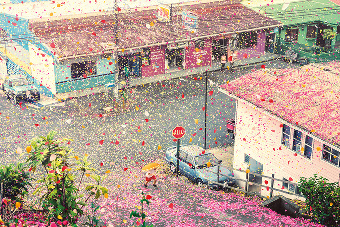 nick meek photographs costa rica covered in flower petals for sony #pink #rica #petals #costa