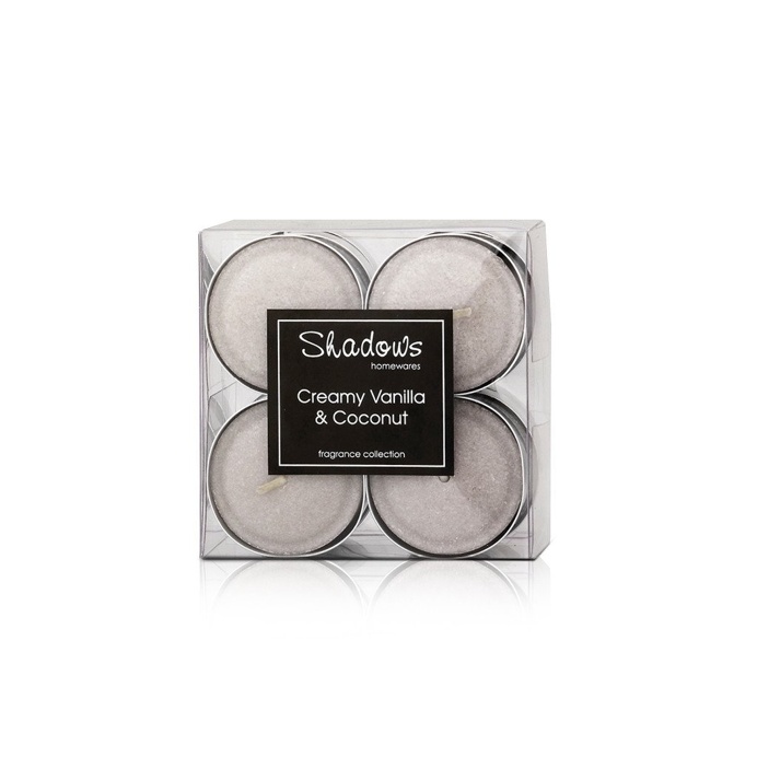 Creamy Vanilla & Coconut Scented Tea Light Candles, Pack of 12