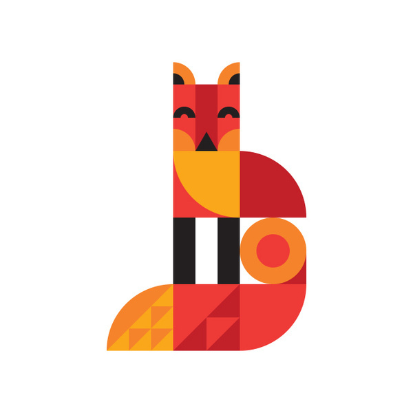 Ty Wilkins - Fox #fox #modern #geometric #illustration #ty #animal #wilkins
