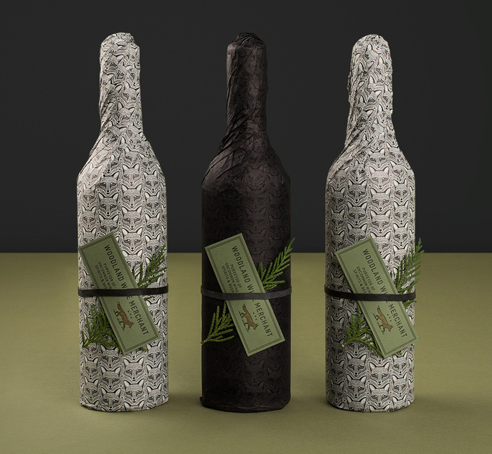 Illustrated packaging for Nashville based Woodland Wine Merchant by Perky Bros