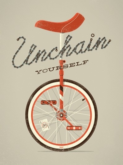 DKNG Studios » "Unchain Yourself" Unicycle Art Print #screen #print #dkngstudios #poster