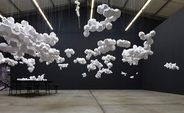 Cloudy House: A Geodesic Paper Cloud Installation by Tomás Saraceno #clouds #paper #geometric