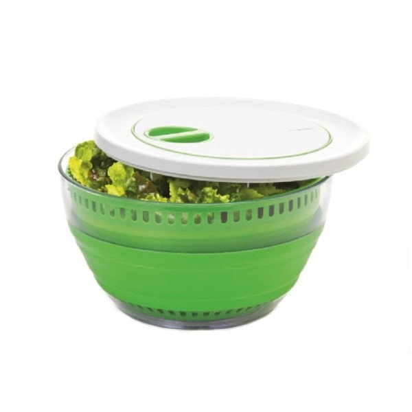 Collapse this salad spinner to half its size for compact storage. #design #product #modern