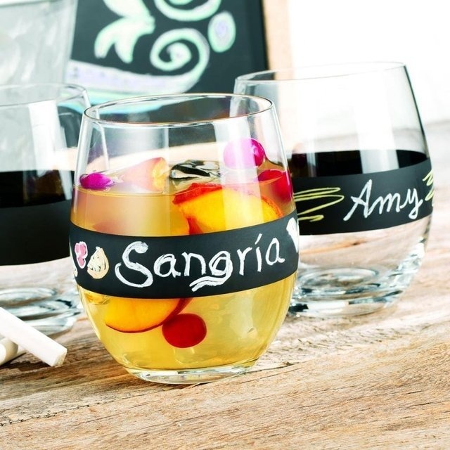 Chalk It Up Stemless Wine Glasses #tech #flow #gadget #gift #ideas #cool