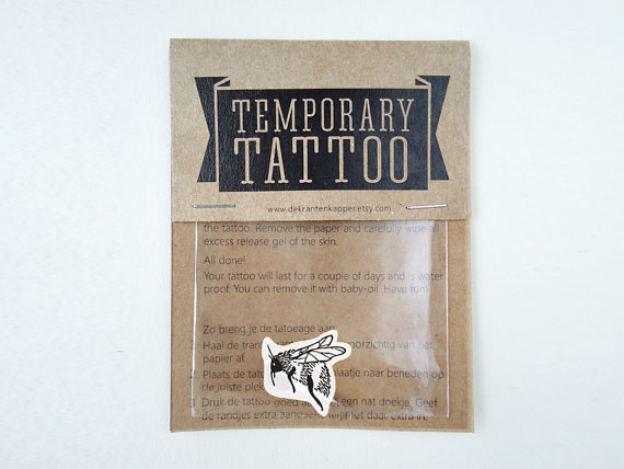 Hommel tijdelijke tatoeage #dekrantenkapper #illustration #bee #etsy