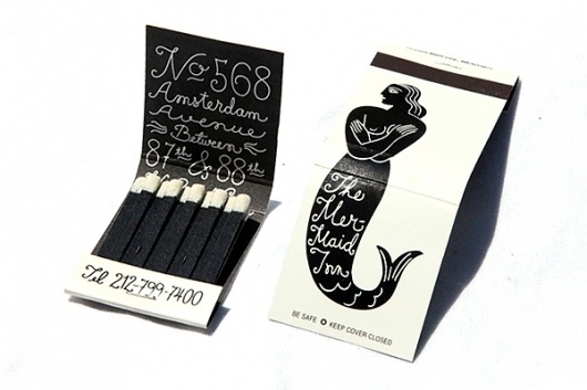 NYC's Coolest Matchbooks - Page 1 #amsterdam #inn #white #black #logo #simple #cursive #vintage #and #type #mermaid
