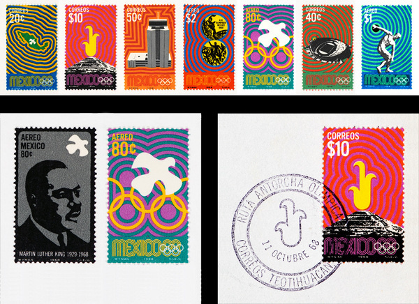 GRAPHIC AMBIENT » Blog Archive » 1968 Mexico Olympics, Mexico #lance #wyman #8 #mexico #stamps #1968 #identity #logo #olympics