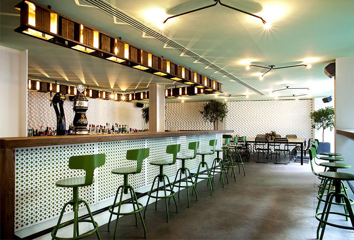 Urban Garden Restaurant in Athens intriguing custom made lighting solutions #urban #design #restaurant
