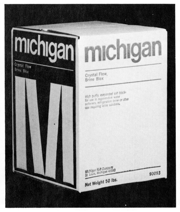 Michigan Salt Company, packaging (1969) #white #modern #packaging #black #grid #and