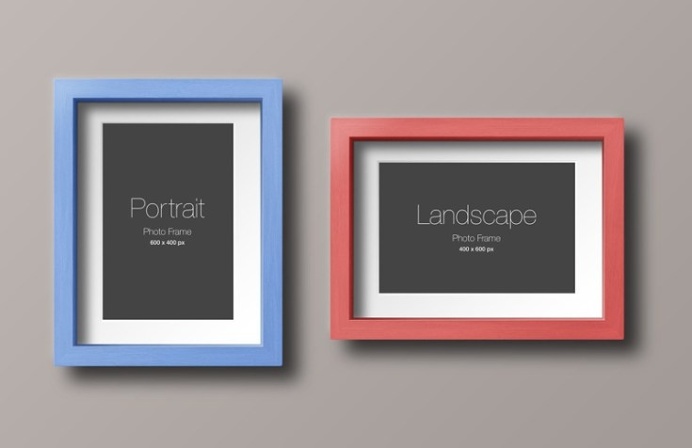 Portrait and Landscape Wood Frame Mockup