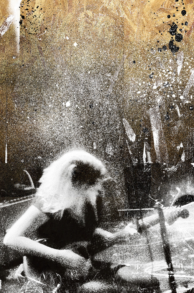 Winter by Eyeone, 2015 | 18" x 36" | Mixed media on wood #eyeone #eyeoneart #printmaking #art #mixedmedia #shoegaze #photography