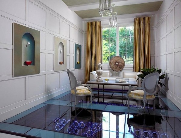 Wine Cellar with glass floor and artistic interior #interior #house #artistic #decor #art #paintings #residence