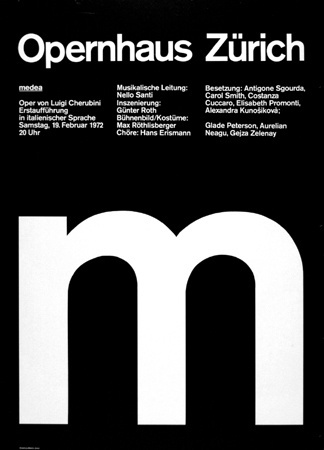 Ruedi Rüegg — Medea M, poster for Opernhaus (1972)