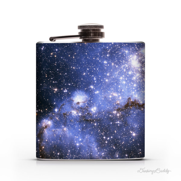 Small Magellanic Cloud of Stars 6oz Whiskey Hip Flask #clouds #flask #space #night #stars #outerspace