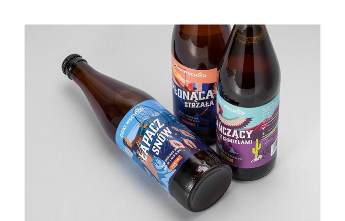 Dziki Wschód Brewery Packaging - Mindsparkle Mag Motyw Studio designed the packaging for the Native american series of beer labels of Dziki Wschód (Wild East) Brewery. #logo #packaging #identity #branding #design #color #photography #graphic #design #gallery #blog #project #mindsparkle #mag #beautiful #portfolio #designer