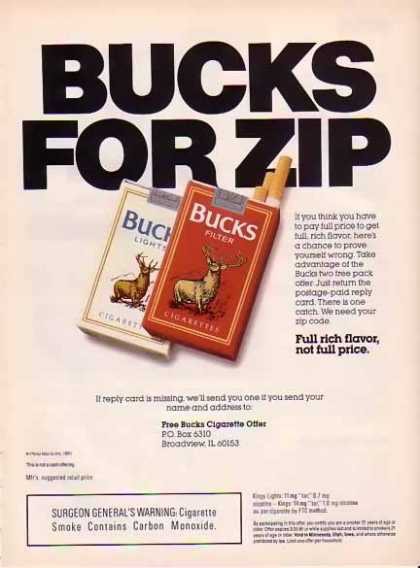 Image result for buck cigarette ads