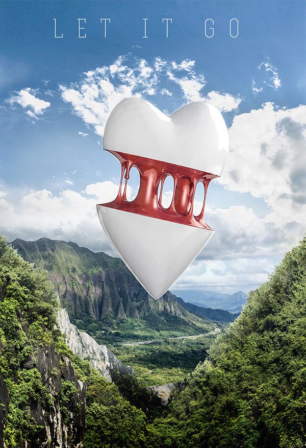 Let it go on Behance #computer #heart #clouds #generated #sky #cgi #landscape #broken