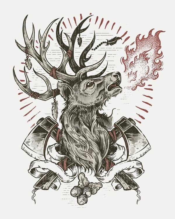 Derrick Castle, #axe #deer #fire