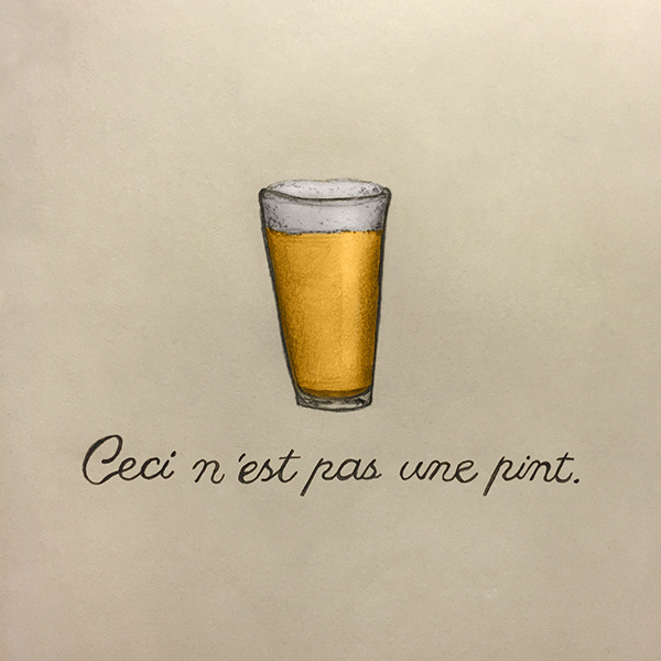 Not a Pip #beer #illustration #magritte #pencil #paper #sketch