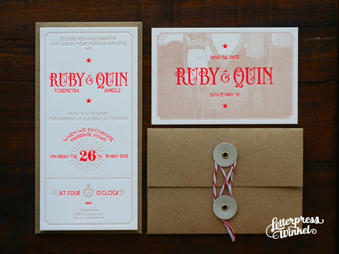 Letterpress wedding invite by Letterpress Winkel