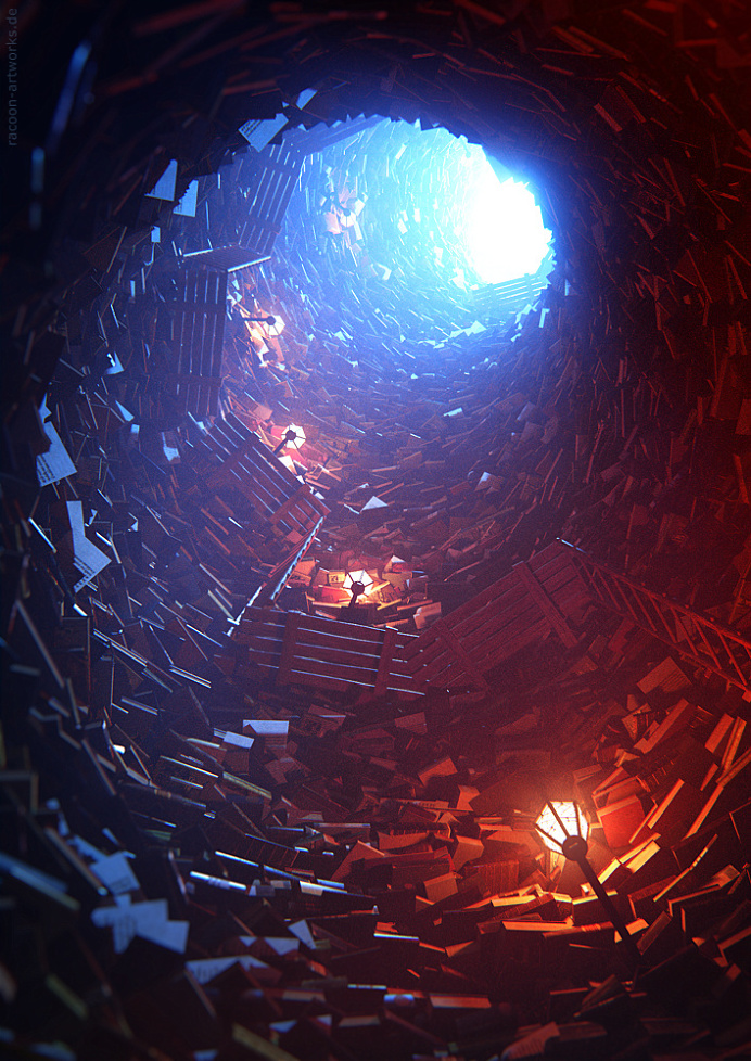 Cave of the forgotten Books by racoonart