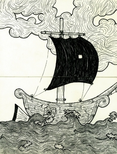 bonevictor #draw #wood #sea #ship #boat #moleskine #music