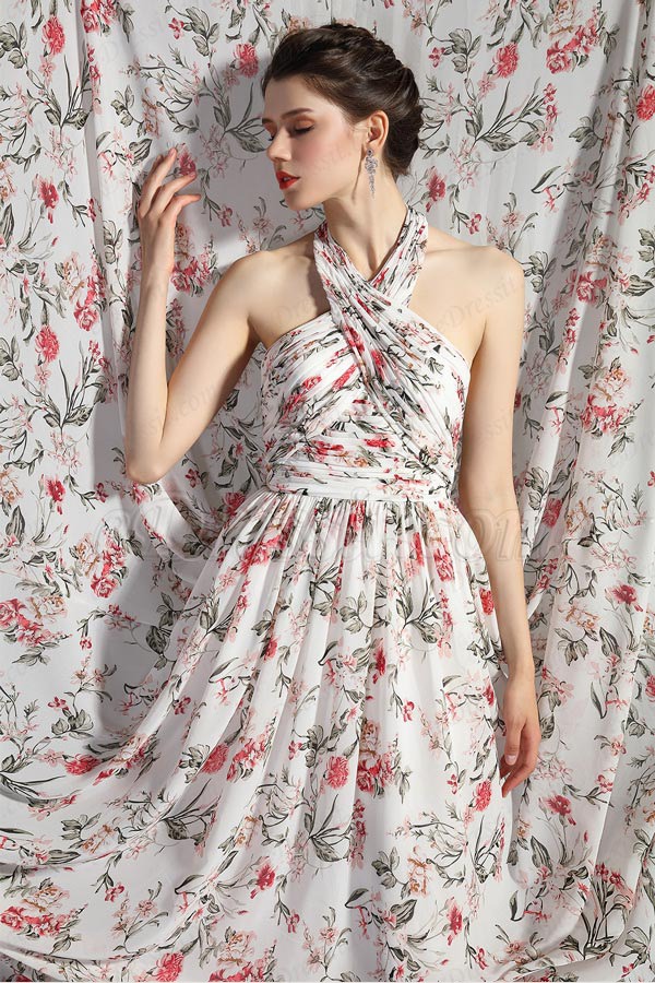 eDressit Halter Neck Printed Open Back Party Summer Dress (00205268)
