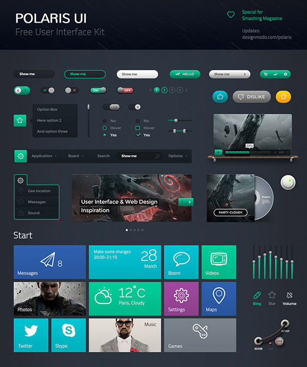 20 Free Useful Dark UI PSD Kits #psd #ui