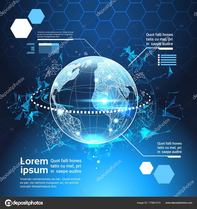 İndir - Bilgisayar fütüristik Infographic öğeleri dünya küre teknik arka plan kümesi şablonunu grafikler ve grafik, Banner kopya alanı ile — Stok İllüstrasyon