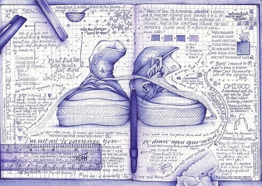 i'm not out to convince you or draw upon your mind | Flickr - Photo Sharing! #doodle #shoes #sketching #ruler #illustration #pen #blue